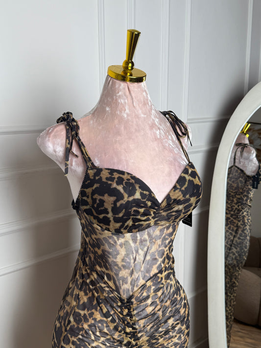 فستان جلامور النمر الطويل